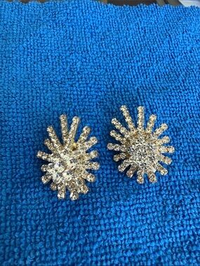 Vintage Crystal Stars Earrings Clip